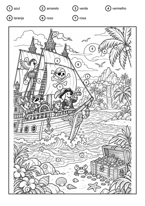 Pinte o navio pirata pelo código
