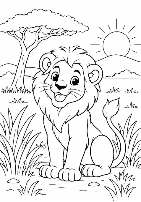 Leão na savana