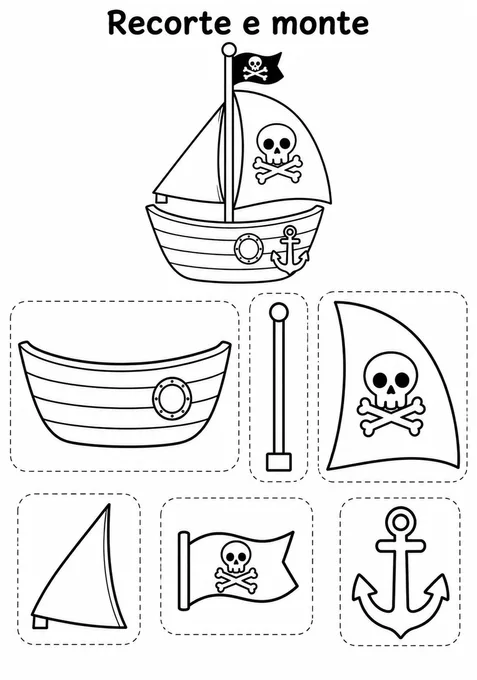 Recorte e monte o barco pirata